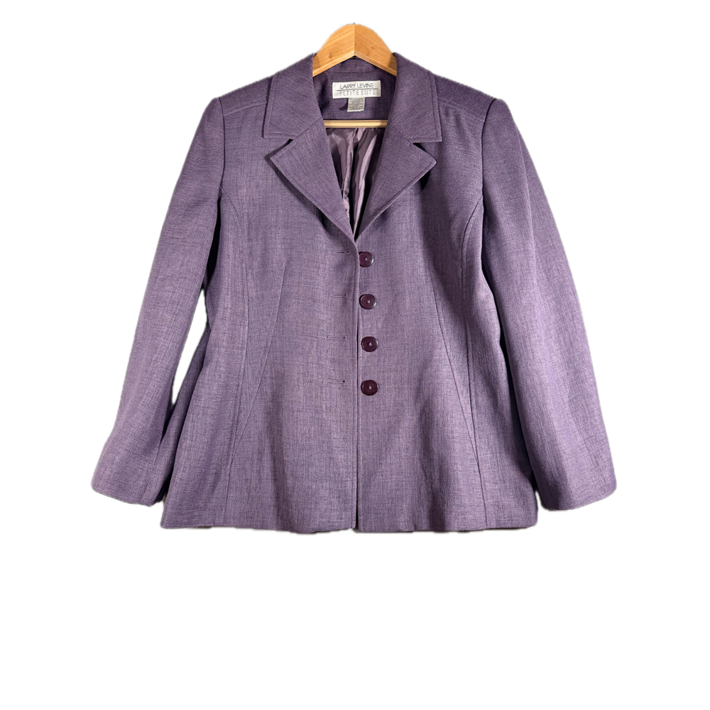 Larry Levine Petite Suits Womens Blazer Jacket Size 12P Purple 4 Button #531